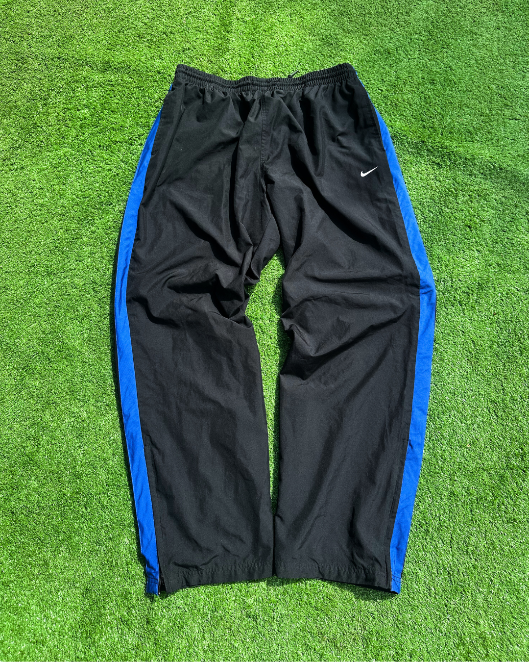 Nike Track Pants Black and Blue Stripe (L)