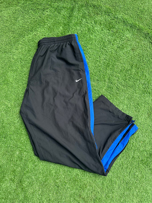 Nike Track Pants Black and Blue Stripe (L)