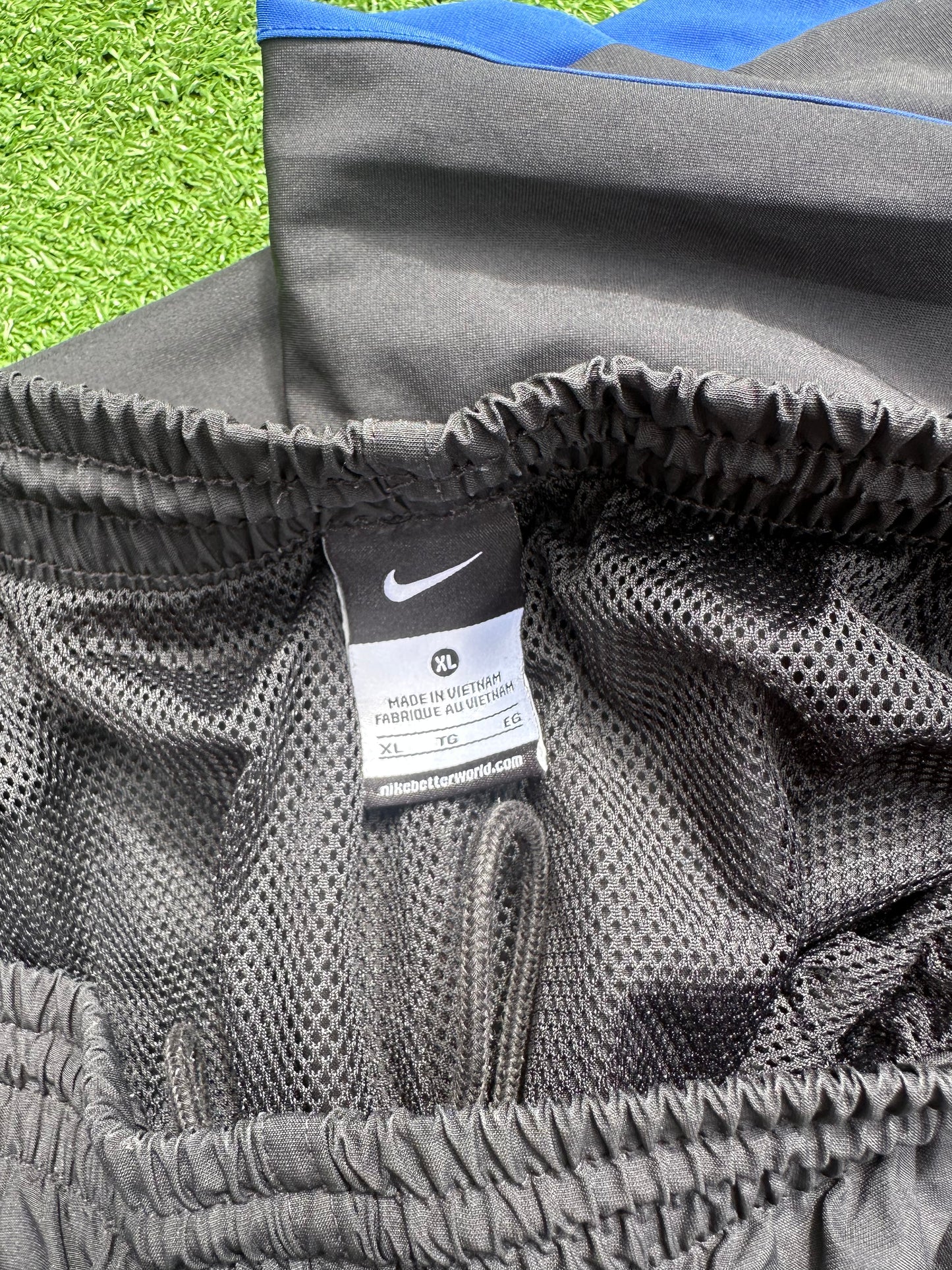 Nike Track Pants Black and Blue Stripe (L)